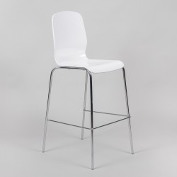 bar stool with backrest, white
